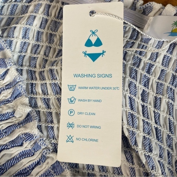 NWT Beachsissi Gorgeous Blue and White Stripe Summer Dress Size Small - Picture 9 of 12